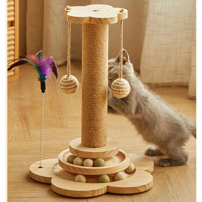 Pet Cat Supplies Cat Climbing Frame Grinding Claws Teasing Stick to Relieve Boredom Toy Multi-function grab post