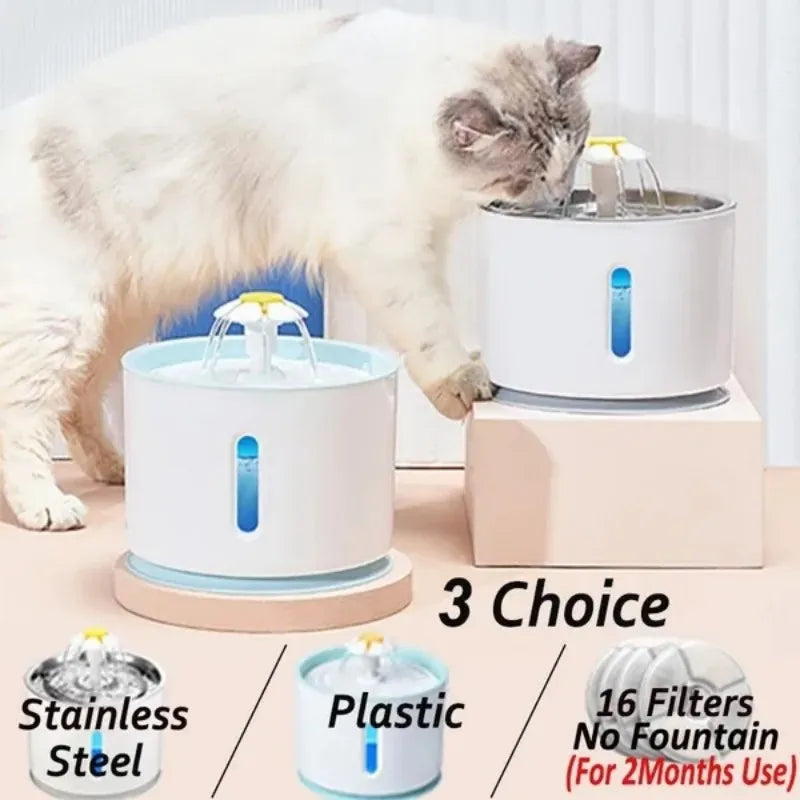 2.4L Pet  Cat Silent Water Dispenser DC Water Pump LED Window Activated Filter Carbon Feeder USB Interface Drinking Bowl