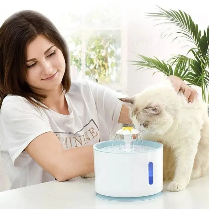 2.4L Pet  Cat Silent Water Dispenser DC Water Pump LED Window Activated Filter Carbon Feeder USB Interface Drinking Bowl